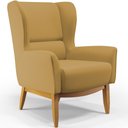 Ver imagem 3 de Kit 02 Poltronas Decorativa Fixa Base de Madeira Milena D02 Veludo Mostarda B-260 - Lyam Decor