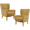 Ver imagem 1 de Kit 02 Poltronas Decorativa Fixa Base de Madeira Milena D02 Veludo Mostarda B-260 - Lyam Decor