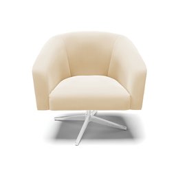 Poltrona Giratória Stella Suede Bege Base Cromada - D'rossi - 3