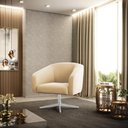 Ver imagem 2 de Poltrona Giratória Stella Suede Bege Base Cromada - D'Rossi