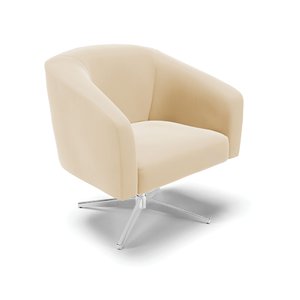 Poltrona Giratória Stella Suede Bege Base Cromada - D'rossi