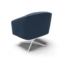 Poltrona Giratória Stella Suede Azul Marinho Base Cromada - D'Rossi - 5