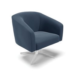 Poltrona Giratória Stella Suede Azul Marinho Base Cromada - D'Rossi - 1