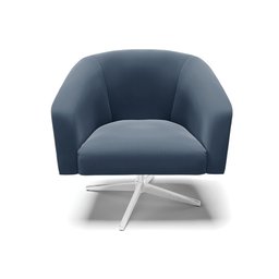 Poltrona Giratória Stella Suede Azul Marinho Base Cromada - D'Rossi - 3