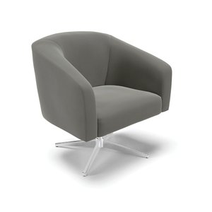 Poltrona Giratória Stella Suede Grafite Base Cromada - D'Rossi