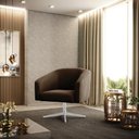 Ver imagem 2 de Poltrona Giratória Stella Suede Marrom Base Cromada - D'Rossi