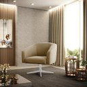 Ver imagem 2 de Poltrona Giratória Stella Suede Marrom Rato Base Cromada - D'Rossi