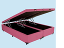 Ver imagem 1 de Cama Box Baú Casal Bipartido Blindado Suede Rosé com Pistão a Gás