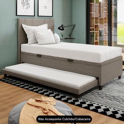 Bicama Box Baú Solteirão 96x188 Cm Samy S05 Linho Marrom - Mpozenato - 3