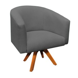 Poltrona Giratória Stella Linho Grafite A26 Base Madeira Mm30 - D'rossi