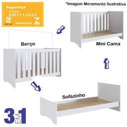 Berço Mini Cama 3 em 1 La003 Branco Comm - 14