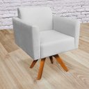 Ver imagem 2 de Kit 2 Poltronas Giratória Marisa Suede Cinza Base Madeira Mm30 D'Rossi