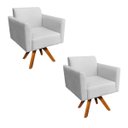 Ver imagem 1 de Kit 2 Poltronas Giratória Marisa Suede Cinza Base Madeira Mm30 D'Rossi