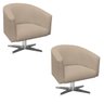 Kit 2 Poltronas Giratória Stella Linho Grosso Bege A19 Base Cromada - D'Rossi - 1
