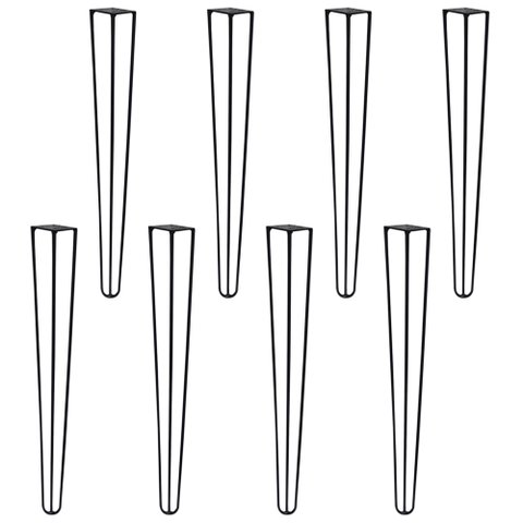 Kit 8 Pés de Metal 60 CM Hairpin Legs Mesa de Canto Aparador Preto