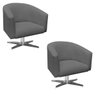 Kit 2 Poltronas Giratória Stella Linho Grafite A26 Base Cromada - D'Rossi - 1