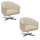 Ver imagem 1 de Kit 2 Poltronas Giratória Stella Linho Areia A27 Base Cromada - D'Rossi