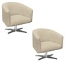 Kit 2 Poltronas Giratória Stella Linho Areia A27 Base Cromada - D'Rossi - 1