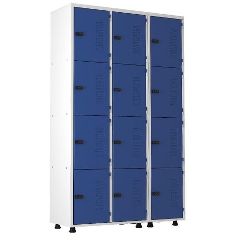 Armário Aço 12 Portas Academia Guarda Volume Trinco Azul