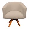 Kit 2 Poltronas Giratória Stella Linho Grosso Bege A19 Base Madeira Mm30 - D'Rossi - 4