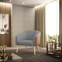 Ver imagem 2 de Kit 2 Poltronas Stella Corano Nozes Cr02 com Linho Cinza A26 Pés Palito Castanho