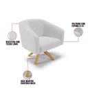 Ver imagem 7 de Kit 2 Poltronas Giratória Stella Linho Cinza Claro A05 Base Madeira Ma30 - D'Rossi