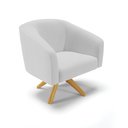 Ver imagem 3 de Kit 2 Poltronas Giratória Stella Linho Cinza Claro A05 Base Madeira Ma30 - D'rossi