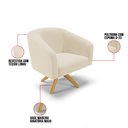 Ver imagem 7 de Kit 2 Poltronas Giratória Stella Linho Grosso Bege A19 Base Madeira Ma30 - D'Rossi