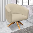 Ver imagem 2 de Kit 2 Poltronas Giratória Stella Linho Areia A27 Base Madeira Ma30