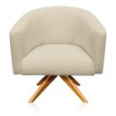 Ver imagem 4 de Kit 2 Poltronas Giratória Stella Linho Areia A27 Base Madeira Ma30