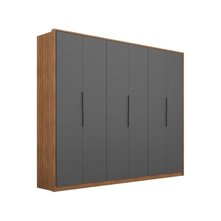 Guarda-Roupa Casal 6 Portas Atrice Amêndola Grafito Demartez