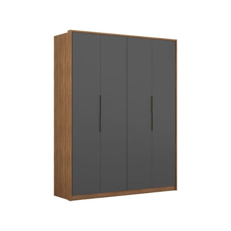 Guarda-Roupa Casal 4 Portas Attore Amêndola Grafito Demartez