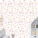 Ver imagem 1 de Papel de Parede Adesivo Poá Rosa e Verde - 003