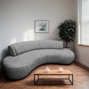 Ver imagem 1 de Divã Recamier Celeste Curvo Sala Estar Luxo 200cm Linho