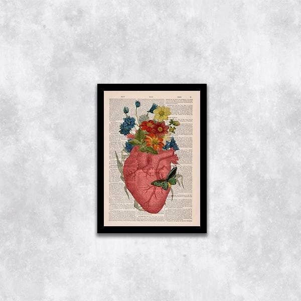 Quadro Decorativo Coração com Flores - 1