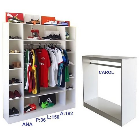 Expositor com Cabideiro Loja Roupa Closed + Balcão Arara