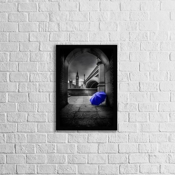 Quadro Decorativo Fotografia Sombrinha Azul - 1