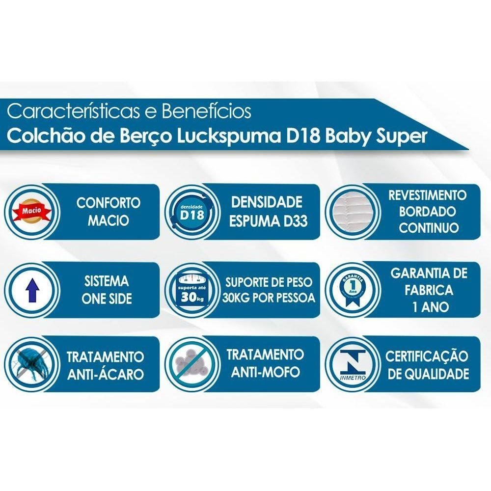 Colchão Berço Luckspuma D18 Anti-Refluxo Baby Super Pró Saúde (70x130x12) -  - 3