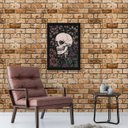 Ver imagem 2 de Quadro Decorativo Caveira com Fundo Floral