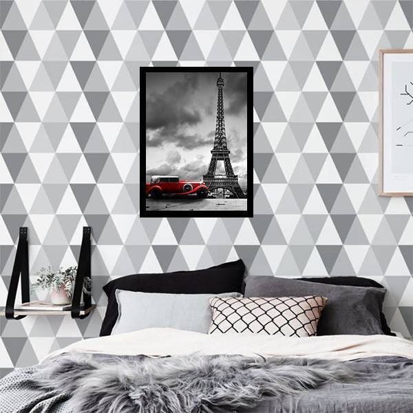 Quadro Decorativo Fotografia Carro Vermelho Torre Eiffel - 2