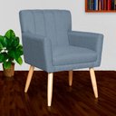 Ver imagem 2 de Kit 2 Poltronas Decorativa para Sala Recepção Cecília Linho Azul - Lm Decor