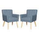 Ver imagem 1 de Kit 2 Poltronas Decorativa para Sala Recepção Cecília Linho Azul - Lm Decor