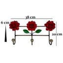 Ver imagem 2 de Suporte de Ferro 3 Ganchos Artesanal Rustico Colonial Decorativo - Vermelho