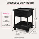 Ver imagem 6 de Carrinho Pequeno com Rodinhas Multiuso 2 Gavetas Preto - Mad.U