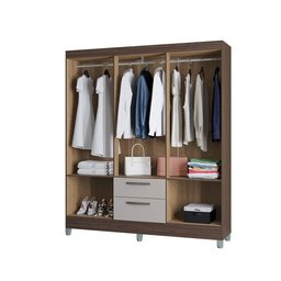 Guarda Roupa Multi com 6 Portas e 2 Gavetas Poquema Chocolate/offwhite - 4