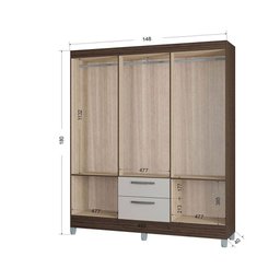 Guarda Roupa Multi com 6 Portas e 2 Gavetas Poquema Chocolate/offwhite - 5