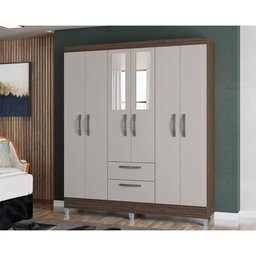 Guarda Roupa Multi com 6 Portas e 2 Gavetas Poquema Chocolate/offwhite - 1