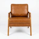 Ver imagem 7 de Kit 2 Poltronas Mona Luxo Madeira Maciça Corino Caramelo para Sala de Estar Decorativa Moderna