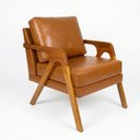 Ver imagem 3 de Kit 2 Poltronas Mona Luxo Madeira Maciça Corino Caramelo para Sala de Estar Decorativa Moderna