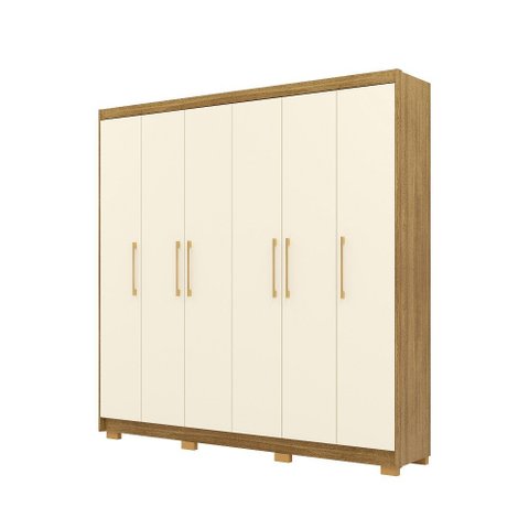 Roupeiro Permanbuco 100% Mdf 6 Gavetas e 6 Portas - Nature/champanhe Vila Rica